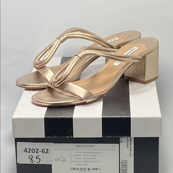Aquazzura Palisades Metallic Leather Sandals size 38.5 - Picture 7 of 12